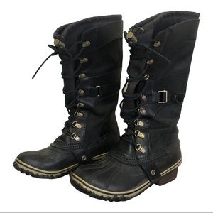 Sorel Conquest Black Tall boots size 9.5